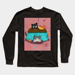 Futon kitties 2 Long Sleeve T-Shirt